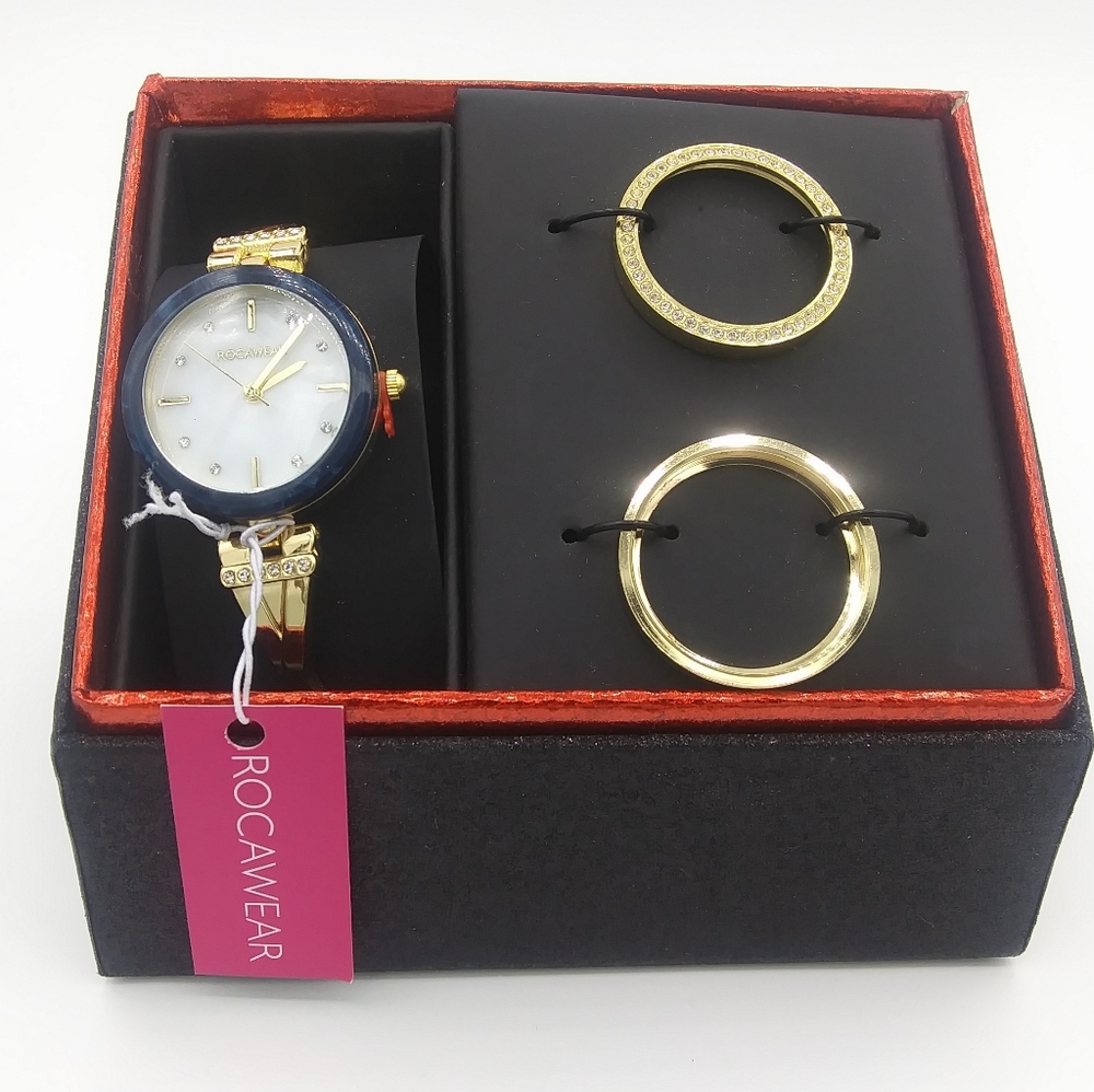 ROCAWEAR changeable rings women's watch gold